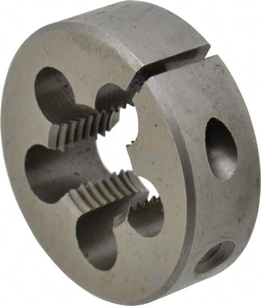 Made in USA - 5/8-18 UNF Thread, 1-1/2" Outside Diam High Speed Steel Round Die - 1/2" Thick, Right Hand Thread, Adjustable - Exact Tooling