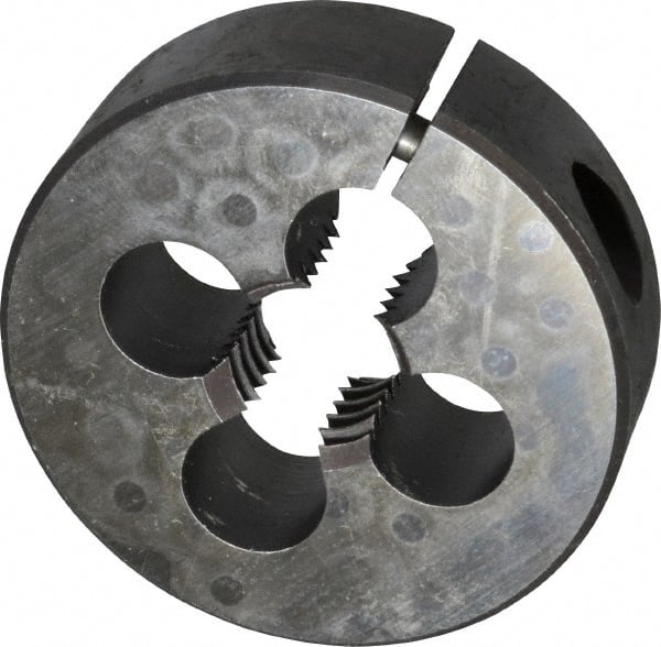 Made in USA - 5/8-11 UNC Thread, 2" Outside Diam High Speed Steel Round Die - 5/8" Thick, Right Hand Thread, Adjustable - Exact Tooling