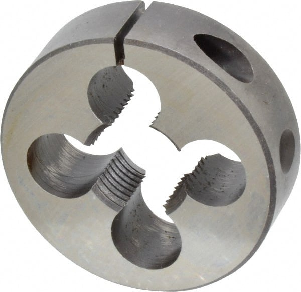 Made in USA - 3/4-16 UNF Thread, 2" Outside Diam High Speed Steel Round Die - 5/8" Thick, Right Hand Thread, Adjustable - Exact Tooling