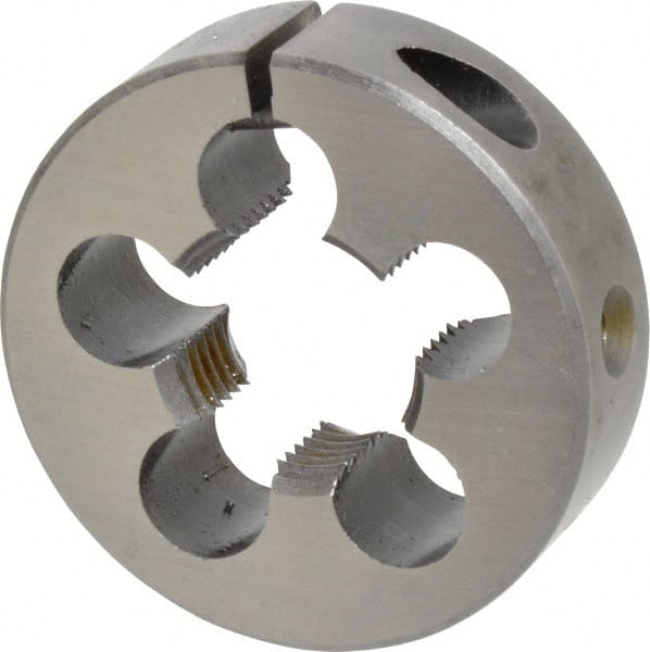 Made in USA - 7/8-14 UNF Thread, 2" Outside Diam High Speed Steel Round Die - 5/8" Thick, Right Hand Thread, Adjustable - Exact Tooling