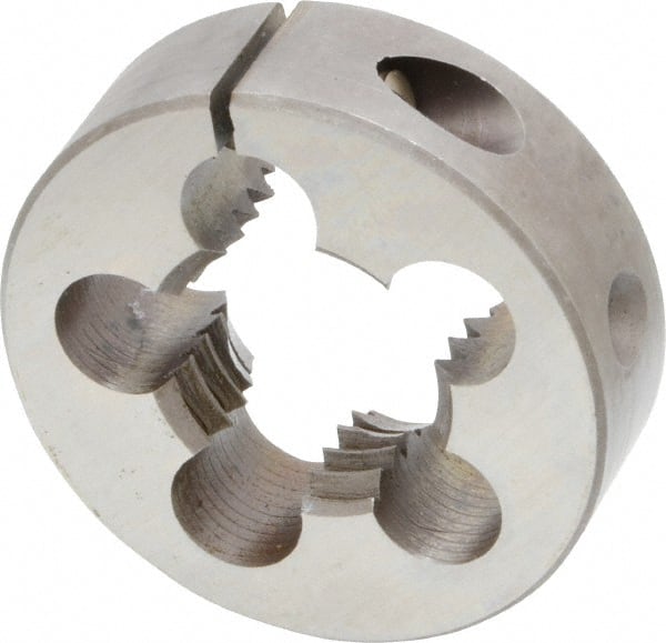 Made in USA - 1-8 UNC Thread, 2" Outside Diam High Speed Steel Round Die - 5/8" Thick, Right Hand Thread, Adjustable - Exact Tooling