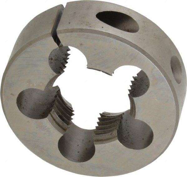 Made in USA - 1-12 UNF Thread, 2" Outside Diam High Speed Steel Round Die - 5/8" Thick, Right Hand Thread, Adjustable - Exact Tooling