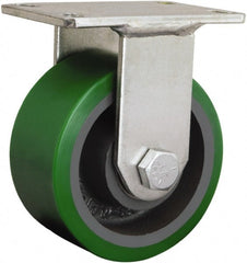 Hamilton - 8" Diam x 2-3/4" Wide, Iron Rigid Caster - 2,500 Lb Capacity, Top Plate Mount, 5-1/4" x 7-1/4" Plate, Straight Roller Bearing - Exact Tooling