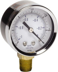 Gast - 1/4 NPT Air Compressor Vacuum Gauge - 2" Diam, Use with Gast 0211/0523 Rotary Vane Units - Exact Tooling