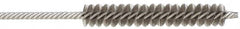Made in USA - 1/4" Diam Helical Stainless Steel Tube Brush - Double Spiral, 0.005" Filament Diam, 1-1/2" Brush Length, 4" OAL, 0.091" Diam Stainless Steel Shank - Exact Tooling