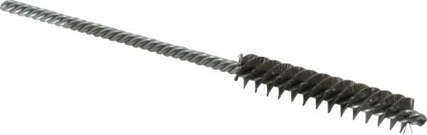 Made in USA - 5/16" Diam Helical Stainless Steel Tube Brush - Double Spiral, 0.005" Filament Diam, 1-1/2" Brush Length, 4" OAL, 1/8" Diam Galvanized Steel Shank - Exact Tooling