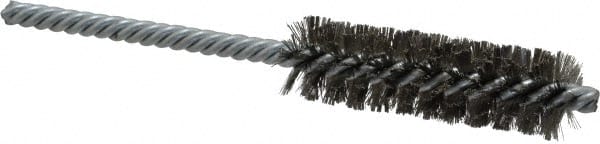 Made in USA - 3/4" Diam Helical Stainless Steel Tube Brush - Double Spiral, 0.006" Filament Diam, 2-1/2" Brush Length, 5-1/2" OAL, 0.237" Diam Galvanized Steel Shank - Exact Tooling