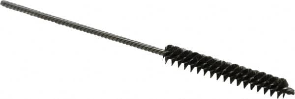 Made in USA - 1/4" Diam Helical Steel Tube Brush - Double Spiral, 0.005" Filament Diam, 1-1/2" Brush Length, 4" OAL, 0.091" Diam Stainless Steel Shank - Exact Tooling