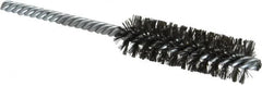 Made in USA - 3/4" Diam Helical Steel Tube Brush - Double Spiral, 0.006" Filament Diam, 2-1/2" Brush Length, 5-1/2" OAL, 0.237" Diam Galvanized Steel Shank - Exact Tooling