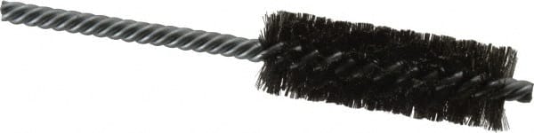 Made in USA - 7/8" Diam Helical Steel Tube Brush - Double Spiral, 0.006" Filament Diam, 2-1/2" Brush Length, 5-1/2" OAL, 0.237" Diam Galvanized Steel Shank - Exact Tooling