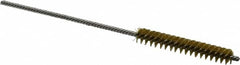 Made in USA - 1/4" Diam Helical Brass Tube Brush - Double Spiral, 0.005" Filament Diam, 1-1/2" Brush Length, 4" OAL, 0.091" Diam Stainless Steel Shank - Exact Tooling