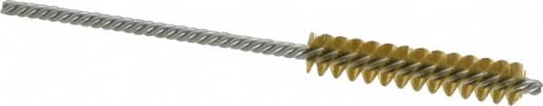 Made in USA - 5/16" Diam Helical Brass Tube Brush - Double Spiral, 0.005" Filament Diam, 1-1/2" Brush Length, 4" OAL, 1/8" Diam Galvanized Steel Shank - Exact Tooling