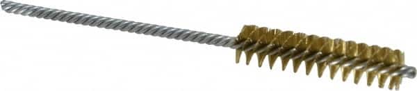 Made in USA - 3/8" Diam Helical Brass Tube Brush - Double Spiral, 0.005" Filament Diam, 1-1/2" Brush Length, 4" OAL, 1/8" Diam Galvanized Steel Shank - Exact Tooling