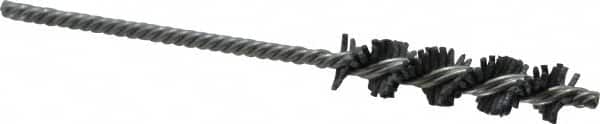 Made in USA - 3/8" Diam Helical Nylon Tube Brush - Single Spiral, 0.035" Filament Diam, 1-1/2" Brush Length, 4" OAL, 1/8" Diam Galvanized Steel Shank - Exact Tooling
