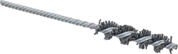 Made in USA - 1/2" Diam Helical Nylon Tube Brush - Single Spiral, 0.04" Filament Diam, 2" Brush Length, 5" OAL, 0.162" Diam Galvanized Steel Shank - Exact Tooling