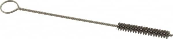 Made in USA - 1-1/2" Long x 1/4" Diam Stainless Steel Twisted Wire Bristle Brush - Double Spiral, 5-1/2" OAL, 0.003" Wire Diam, 0.062" Shank Diam - Exact Tooling