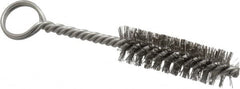 Made in USA - 2-1/2" Long x 3/4" Diam Stainless Steel Twisted Wire Bristle Brush - Double Spiral, 5-1/2" OAL, 0.01" Wire Diam, 0.162" Shank Diam - Exact Tooling