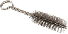Made in USA - 2-1/2" Long x 7/8" Diam Stainless Steel Twisted Wire Bristle Brush - Double Spiral, 5-1/2" OAL, 0.01" Wire Diam, 0.162" Shank Diam - Exact Tooling