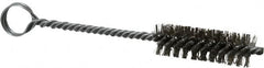 Made in USA - 2" Long x 5/8" Diam Stainless Steel Twisted Wire Bristle Brush - Double Spiral, 5-1/2" OAL, 0.008" Wire Diam, 0.209" Shank Diam - Exact Tooling