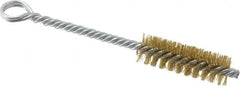 Made in USA - 2" Long x 5/8" Diam Brass Twisted Wire Bristle Brush - Double Spiral, 5-1/2" OAL, 0.008" Wire Diam, 0.209" Shank Diam - Exact Tooling