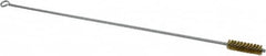 Made in USA - 2" Long x 5/8" Diam Brass Twisted Wire Bristle Brush - Double Spiral, 18" OAL, 0.005" Wire Diam, 0.209" Shank Diam - Exact Tooling