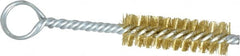 Made in USA - 2-1/2" Long x 3/4" Diam Brass Twisted Wire Bristle Brush - Double Spiral, 5-1/2" OAL, 0.01" Wire Diam, 0.235" Shank Diam - Exact Tooling