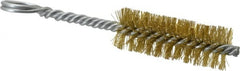 Made in USA - 2-1/2" Long x 7/8" Diam Brass Twisted Wire Bristle Brush - Double Spiral, 5-1/2" OAL, 0.01" Wire Diam, 0.235" Shank Diam - Exact Tooling
