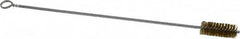 Made in USA - 2-1/2" Long x 1" Diam Brass Twisted Wire Bristle Brush - Double Spiral, 18" OAL, 0.006" Wire Diam, 0.235" Shank Diam - Exact Tooling