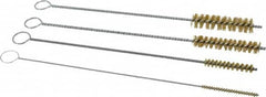PRO-SOURCE - 4 Piece Brass Hand Tube Brush Set - 1-1/2" Brush Length, 8" OAL, 0.016" Shank Diam, Includes Brush Diams 1/8", 1/4", 3/8" & 1/2" - Exact Tooling
