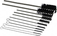PRO-SOURCE - 11 Piece Nylon Hand Tube Brush Set - 3/4" to 1-1/2" Brush Length, 4" OAL, 0.034" Shank Diam, Includes Brush Diams 1/4", 5/16", 3/8", 1/2" & 3/4" - Exact Tooling