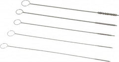 PRO-SOURCE - 5 Piece Stainless Steel Hand Tube Brush Set - 1/2" to 3/4" Brush Length, 4" OAL, 0.022" Shank Diam - Exact Tooling