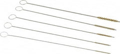 PRO-SOURCE - 5 Piece Brass Hand Tube Brush Set - 1/2" to 3/4" Brush Length, 4" OAL, 0.022" Shank Diam - Exact Tooling