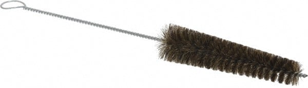 PRO-SOURCE - 5" Long x 1-1/4" Diam Horsehair Bristle Brush - Single Spiral, 12" OAL, 0.008" Filament Diam, 0.142" Shank Diam - Exact Tooling