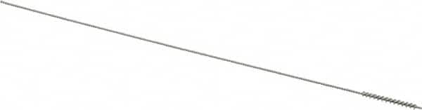 Made in USA - 0.05" Diam Helical Stainless Steel Tube Brush - Single Spiral, 0.003" Filament Diam, 1/2" Brush Length, 4" OAL, 0.024" Diam Stainless Steel Shank - Exact Tooling