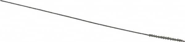 Made in USA - 1.5mm Diam Helical Nylon Tube Brush - 0.008" Filament Diam, 5/8" Brush Length, 4" OAL, 0.026" Diam Stainless Steel Shank - Exact Tooling