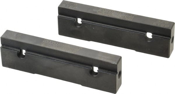 Snap Jaws - 4" Wide x 1.155" High x 0.55" Thick, Step Vise Jaw - Hard, Steel, Fixed Jaw, Compatible with 4" Vises - Exact Tooling