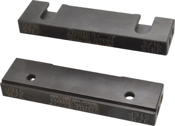 Snap Jaws - 6" Wide x 1.53" High x 0.73" Thick, Step Vise Jaw - Hard, Steel, Fixed Jaw, Compatible with 6" Vises - Exact Tooling