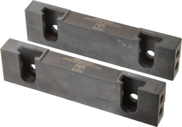 Snap Jaws - 6" Wide x 1.53" High x 0.73" Thick, Step Vise Jaw - Hard, Steel, Fixed Jaw, Compatible with 6" Vises - Exact Tooling