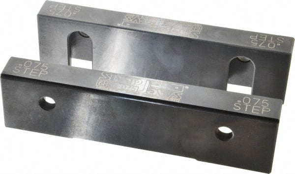 Snap Jaws - 6" Wide x 1.53" High x 0.73" Thick, Step Vise Jaw - Hard, Steel, Fixed Jaw, Compatible with 6" Vises - Exact Tooling
