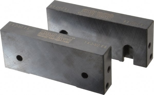 Snap Jaws - 6" Wide x 2-1/2" High x 1" Thick, Flat/No Step Vise Jaw - Soft, Steel, Fixed Jaw, Compatible with 6" Vises - Exact Tooling