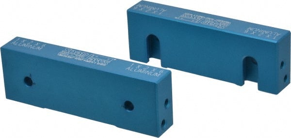 Snap Jaws - 6" Wide x 2" High x 1" Thick, Flat/No Step Vise Jaw - Soft, Aluminum, Fixed Jaw, Compatible with 6" Vises - Exact Tooling