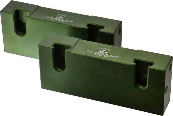 Snap Jaws - 6" Wide x 2-1/2" High x 1-1/4" Thick, Flat/No Step Vise Jaw - Soft, Aluminum, Fixed Jaw, Compatible with 6" Vises - Exact Tooling