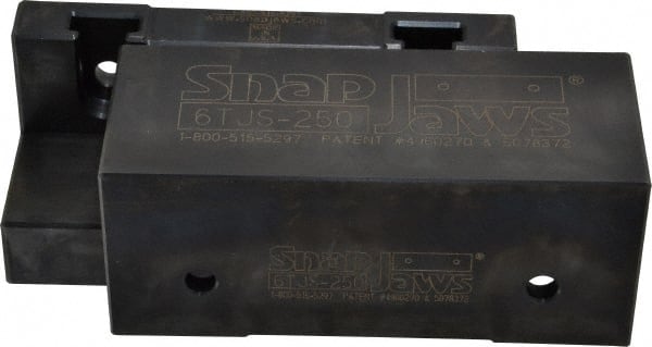 Snap Jaws - 6" Wide x 2-1/2" High x 2-1/2" Thick, Step Vise Jaw - Soft, Steel, Fixed Jaw, Compatible with 6" Vises - Exact Tooling