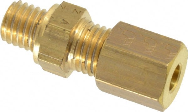 Legris - 4mm OD, Brass Male Connector - 300 Max Working psi, -40 to 210°F, Comp x Metric Thread Ends - Exact Tooling