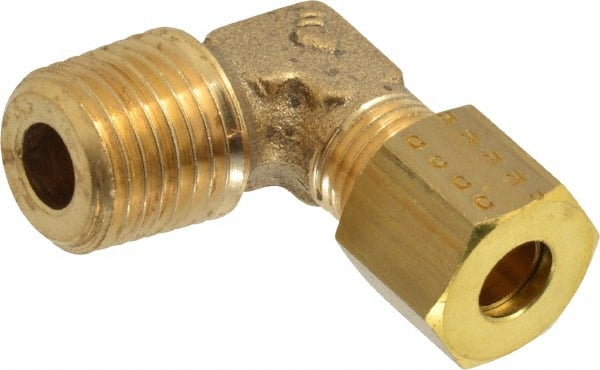 Legris - 6mm OD, Brass Male Elbow - 460 Max Working psi, -40 to 210°F, Comp x MBSPT Ends - Exact Tooling