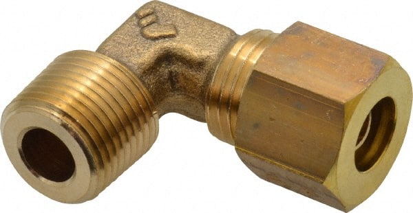 Legris - 10mm OD, Brass Male Elbow - 330 Max Working psi, -40 to 210°F, Comp x MBSPT Ends - Exact Tooling