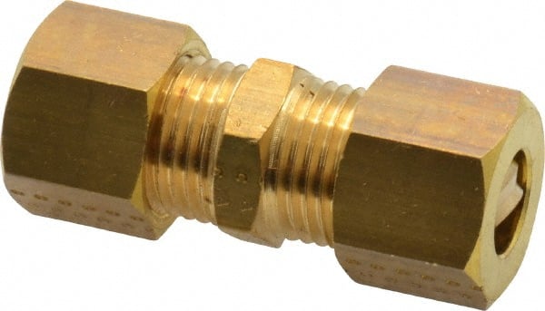 Legris - 10mm OD, Brass Union - 330 Max Working psi, -40 to 210°F, Comp x Comp Ends - Exact Tooling