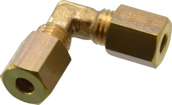 Legris - 4mm OD, Brass Union Elbow - 300 Max Working psi, -40 to 210°F, Comp x Comp Ends - Exact Tooling