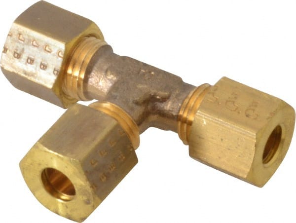 Legris - 6mm OD, Brass Union Tee - 460 Max Working psi, -40 to 210°F, Comp x Comp x Comp Ends - Exact Tooling