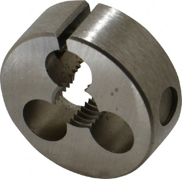 Irwin Hanson - 5/16-24 UNF Thread, 1" Outside Diam Carbon Steel Round Die - 3/8" Thick, Right Hand Thread, Adjustable - Exact Tooling